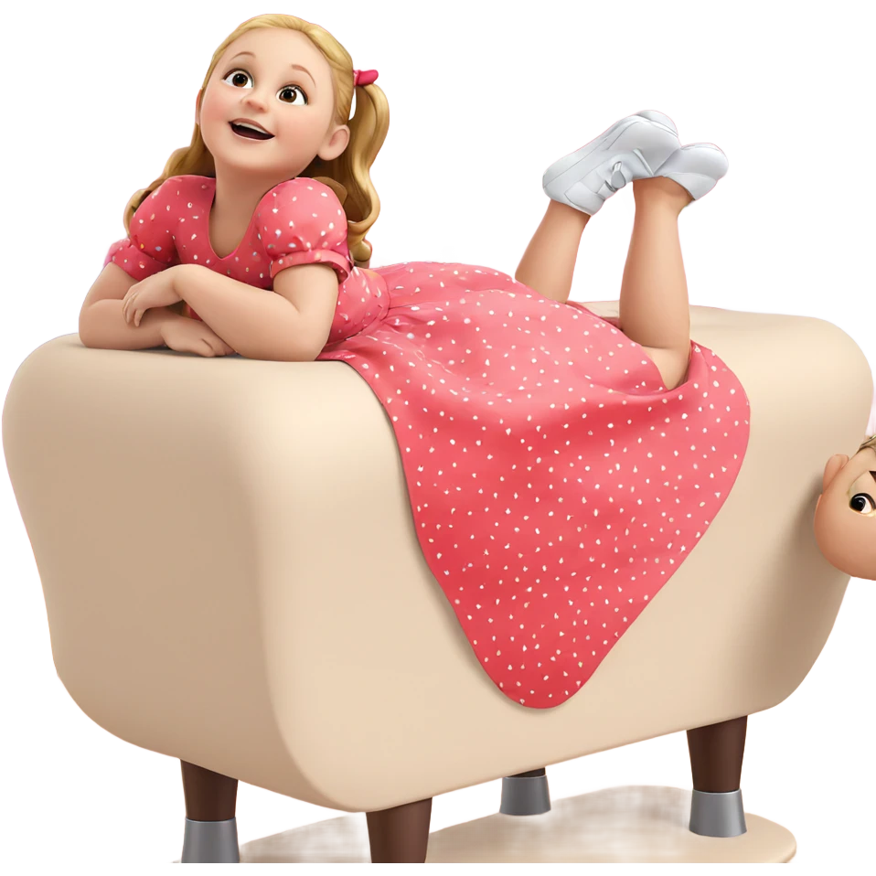 girl in dress on stomach emoji