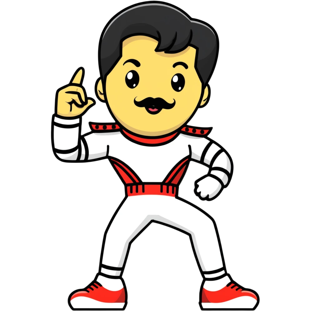 Freddie Mercury in iconic pose emoji