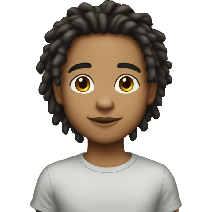 light skin kid with dark hair stater locs emoji