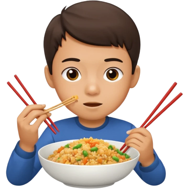 Boy eating fried rice  emoji