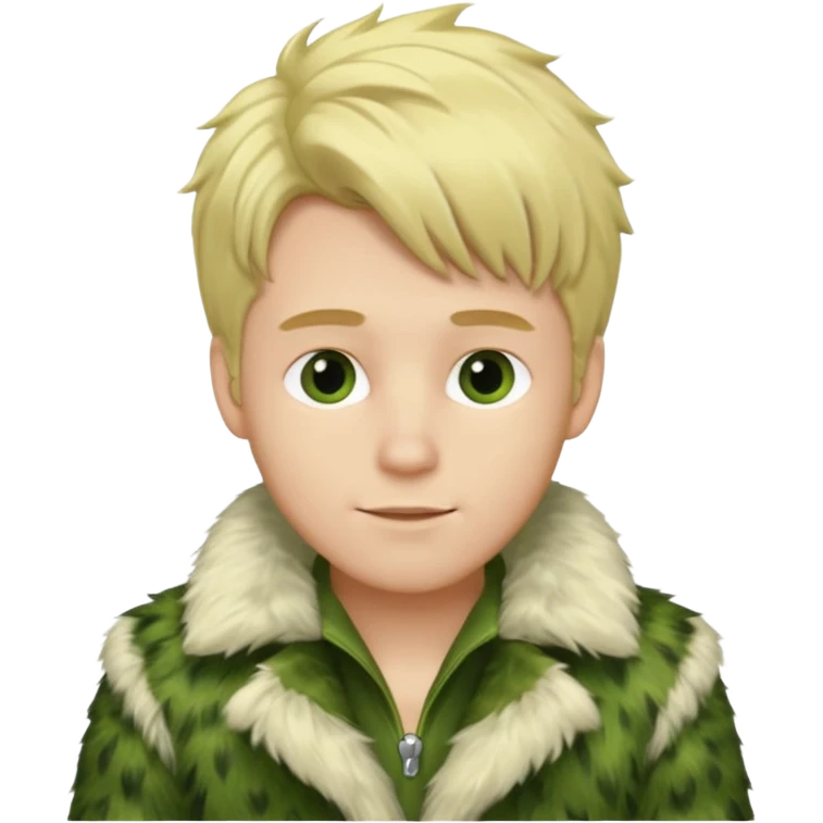  blonde male in green fur coat  emoji
