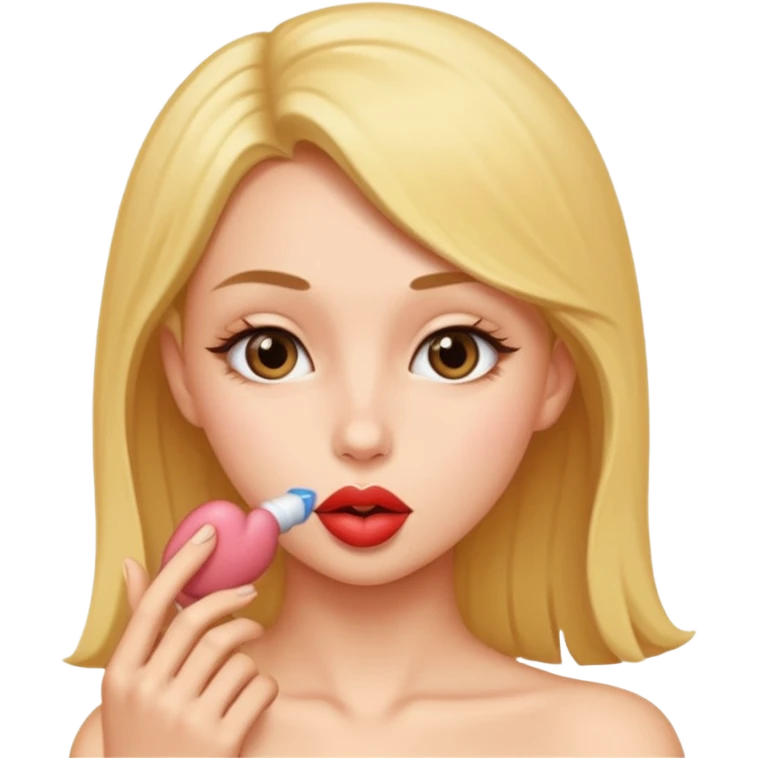 Sexy slim girl with naked big boobs kissing penis emoji