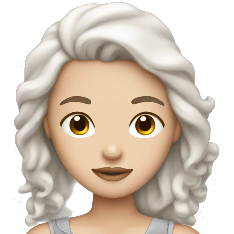 A white girl with dark brown hair sleeping emoji