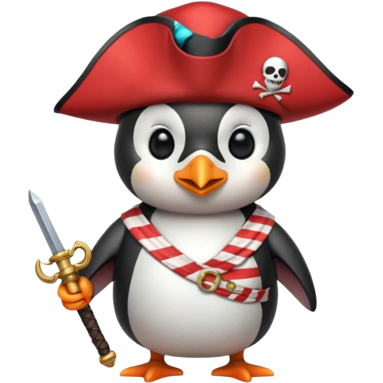 Penguin pirate with sword emoji