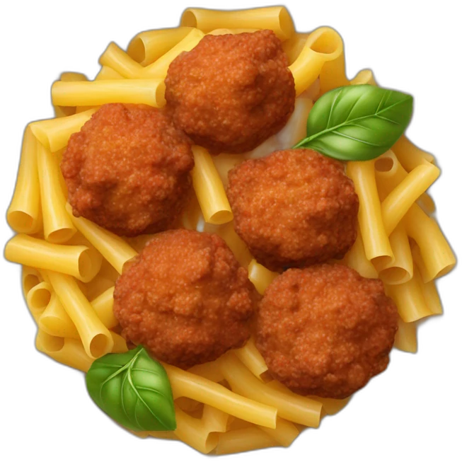 read pasta with meat balls setved in a plate emoji