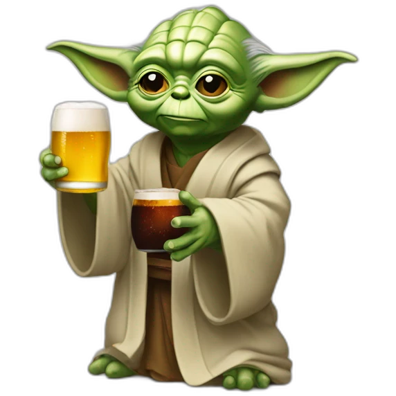 Yoda buvant une bière emoji