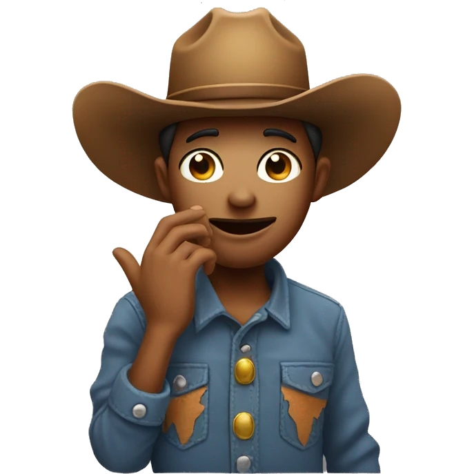 Blushing with hand over mouth and a cowboy hat emoji