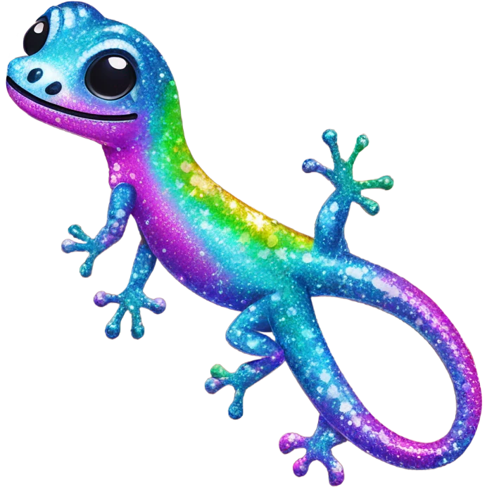 Lisa frank glitter gecko with a lily emoji