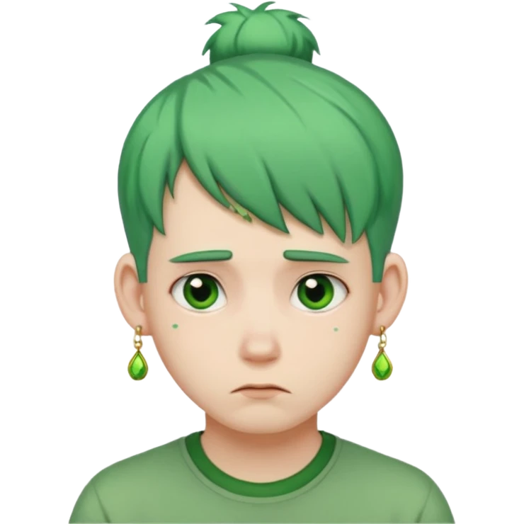  bun haired with earrings green hair guy sad emoji
