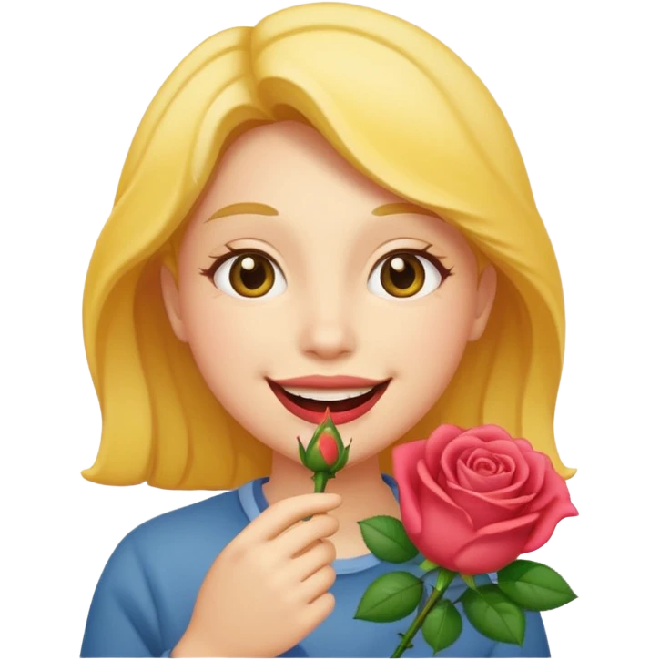 Simple emoji with a rose in his mouth emoji
