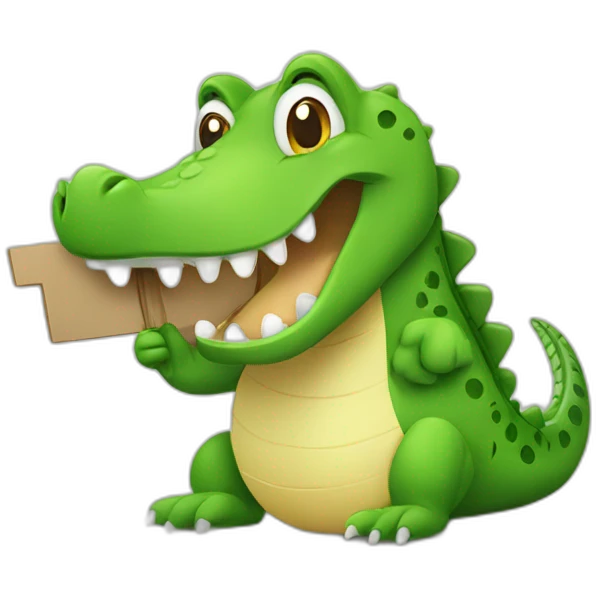 cute crocodile holding a sign  emoji