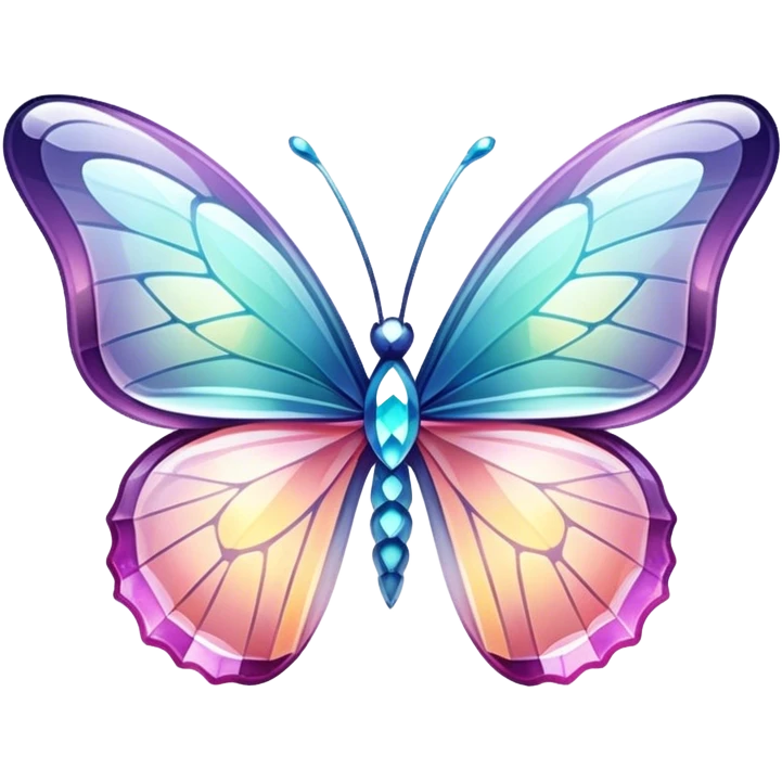 Shiny sparkly transparent colorful pastel glass-crystal-butterfly emoji