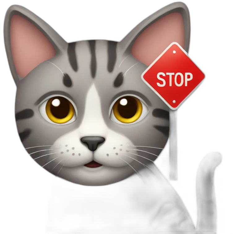 cat with stop sign emoji