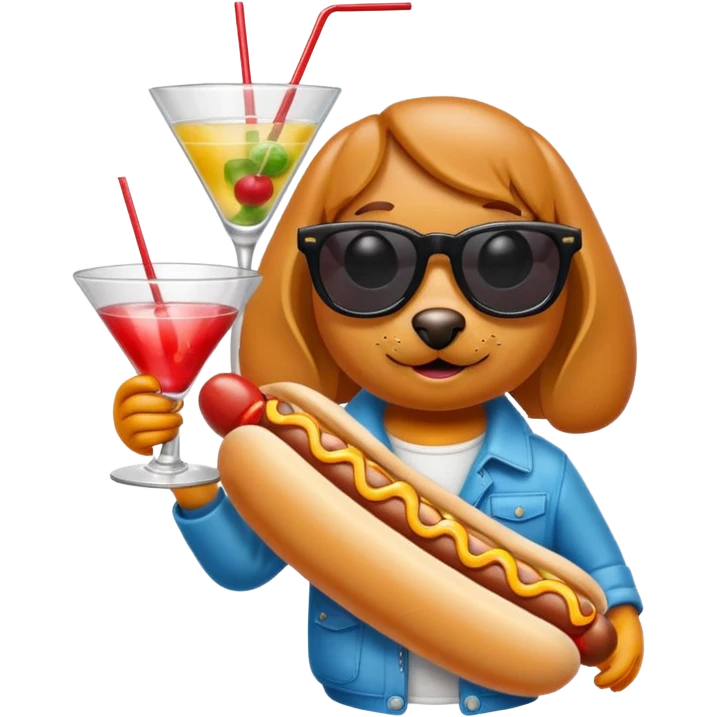 hotdog with sunglasses and cocktail emoji