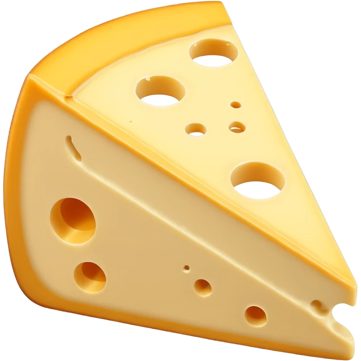 A wedge of yellow cheese with a single round hole and a thin cut slice leaning forward. emoji