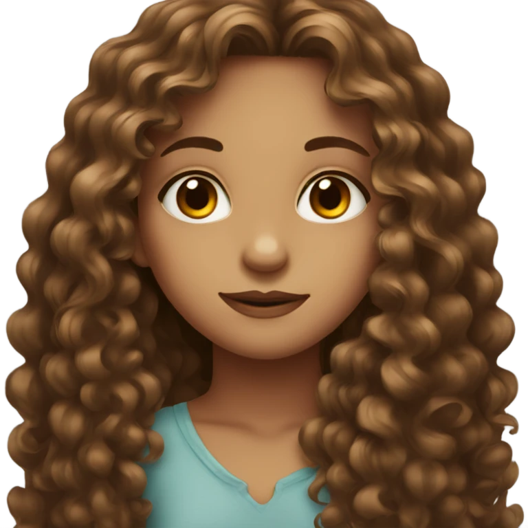 Beautiful girl with brown eyes and long curly hair  emoji