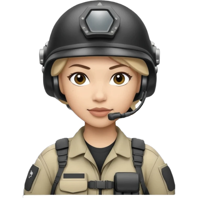 female special operations communications operator with combat gear in black and white emoji
