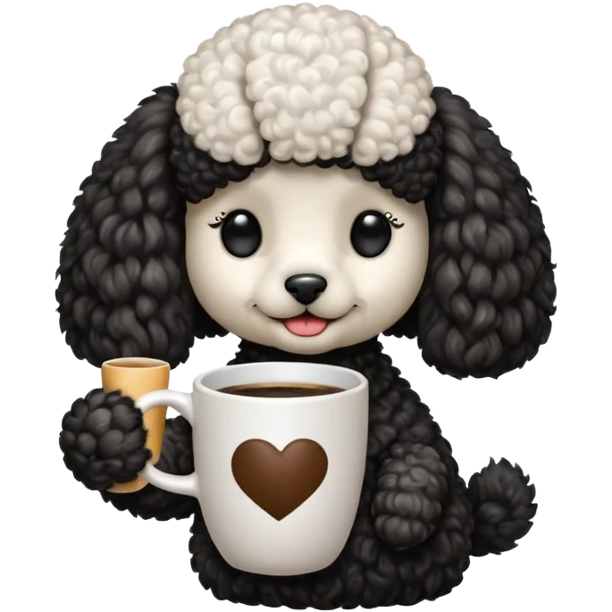 Poodle with coffee emoji