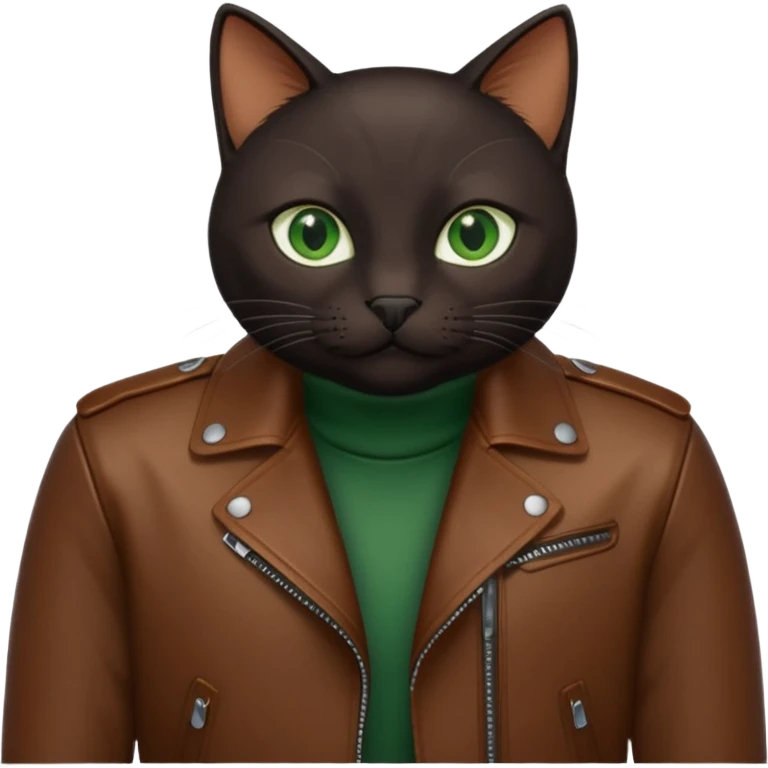 black cat with brown leather jacket emoji