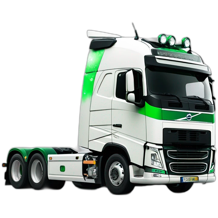 Volvo fh4 blanc décoré avec feux vert sans remorque emoji
