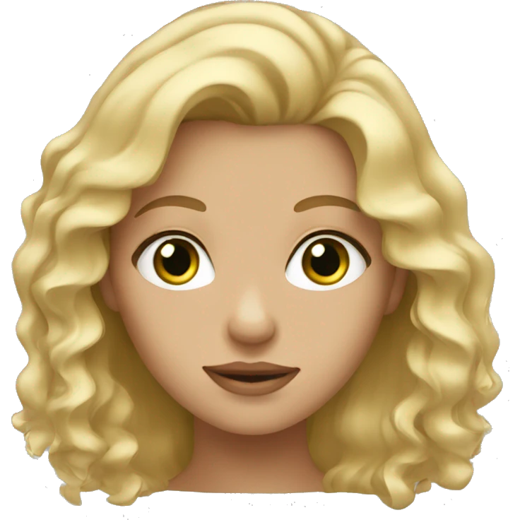 Girl with blondie wavy hair green eyes  emoji