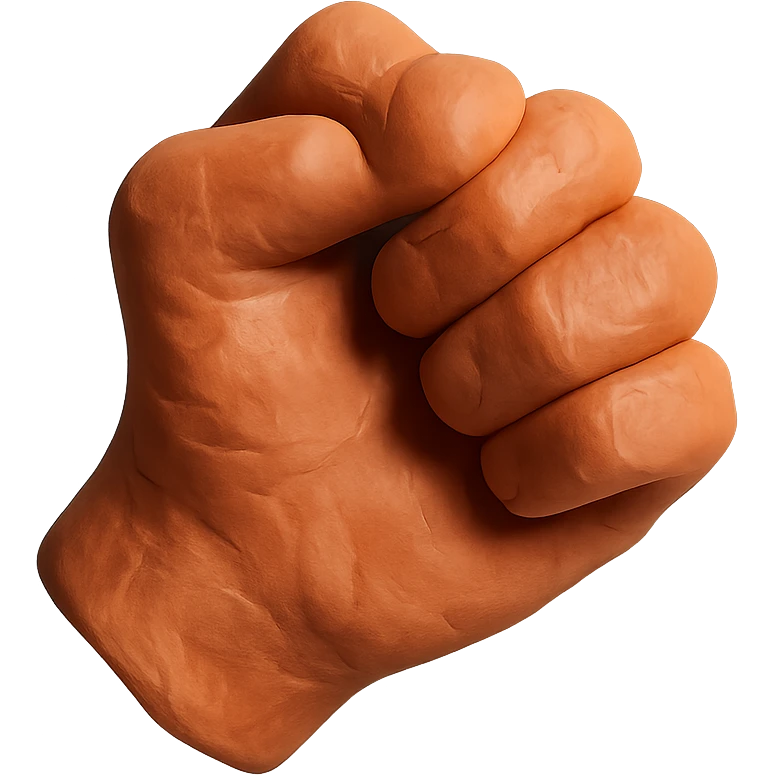 claymation style gripped hand emoji
