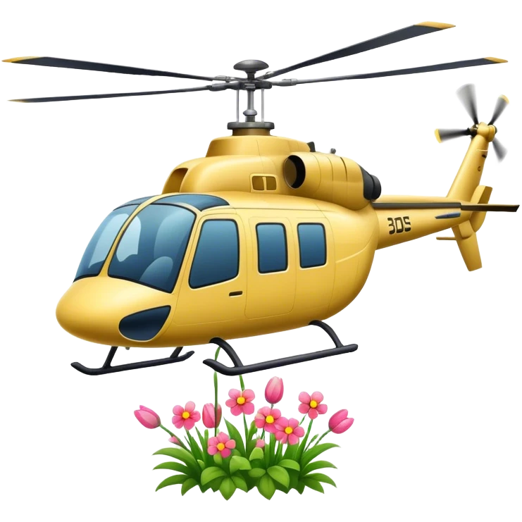 Helicopter dropping spring flowers  emoji