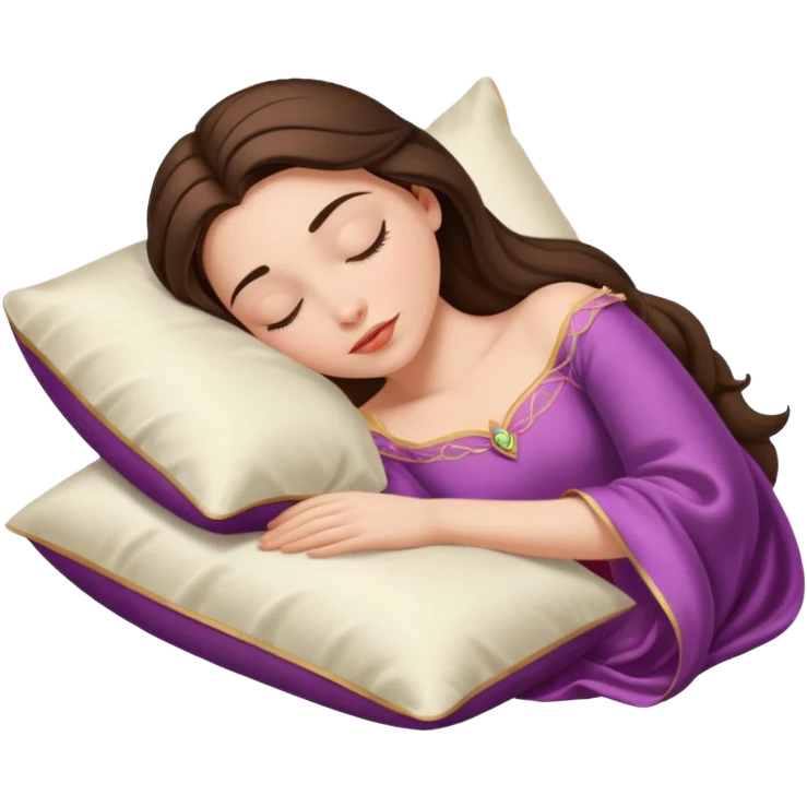 sleeping beauty brunette white girl resting on a silk pillow emoji