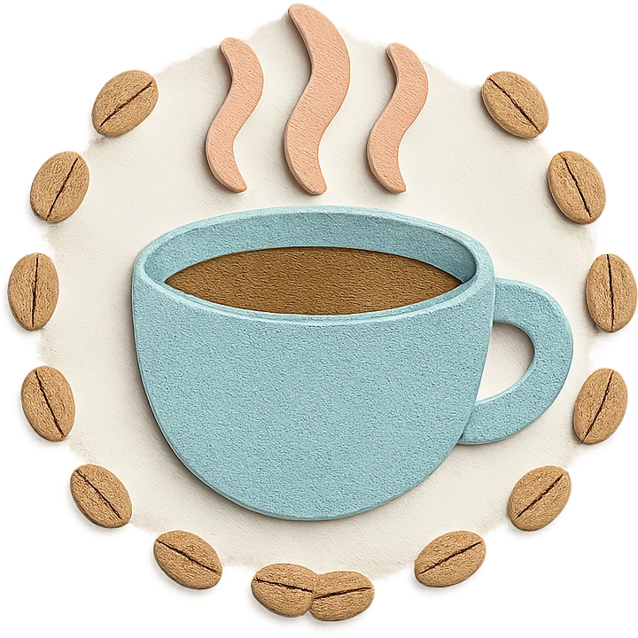 coffee bean trail border, soft pastel hand-drawn design emoji