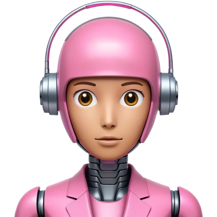 human looking robot in intensive pink color suit emoji