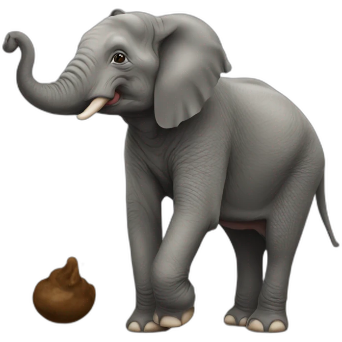Elephant doing a poo emoji