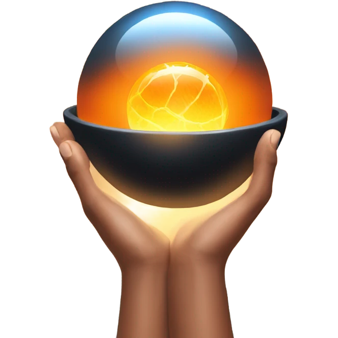 Hands holding Glowing orange orb emoji