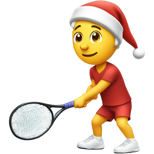 Tennis player playing tennis right handed wearing Santa hat Caucasian emoji