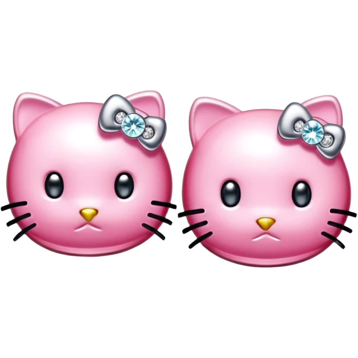 8k, 5000x5000px, Hello Kitty realistic, pink sparkling diamond earrings, isolated. No emoji icons, or faces, 1.5x1.5, clean lines, still life. emoji