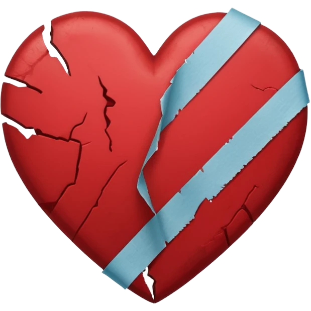 a dark red broken heart taped a little tape band emoji