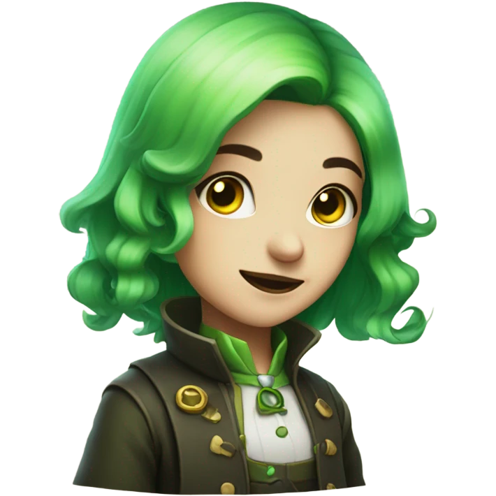green cute girl alchemist with green mustache  emoji