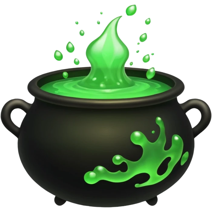 Cauldron – Black pot bubbling green potion. emoji