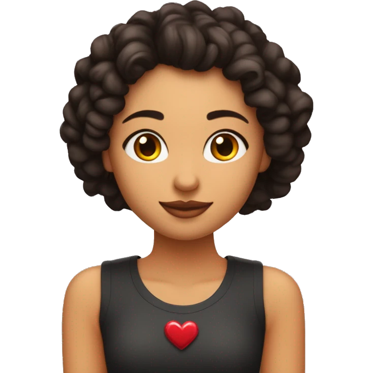 Chica de pelo rizado y marrón negra con corazones rotos en los ojos y una corona en la cabeza o emoji