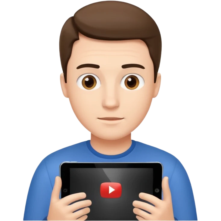 ipad with youtube video with a man on it emoji
