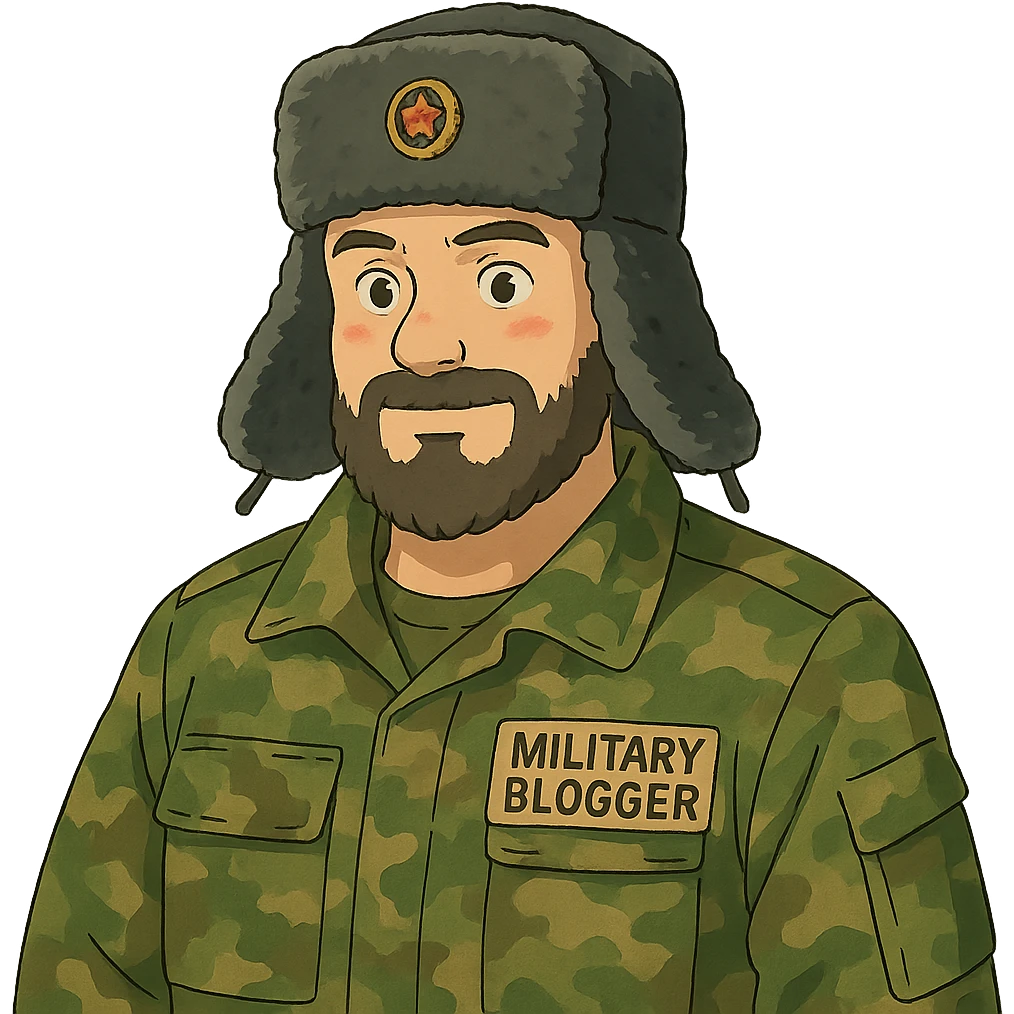 ghibli style Russian army military blogger wearing an ushanka hat emoji