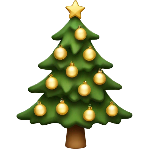 A Christmas tree with lights and beige ornaments emoji