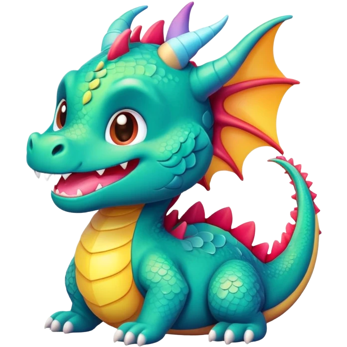 Kawaii dragon smiling emoji