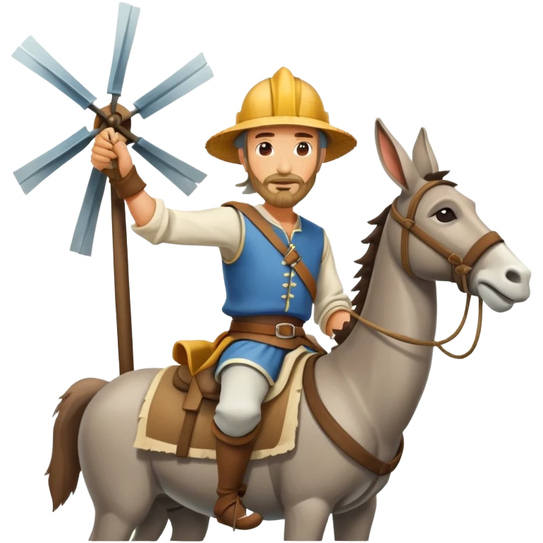 don quixote on the back of donkey hotay tilting at windmills emoji