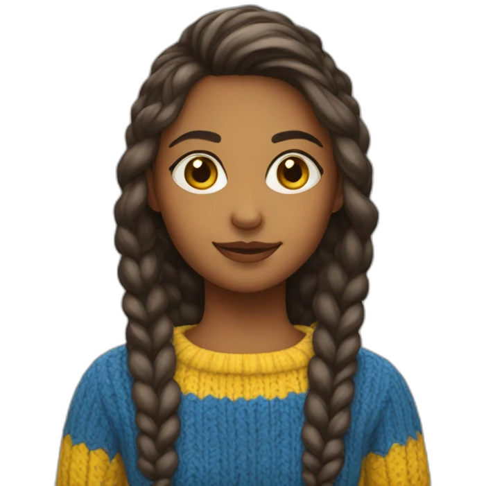 Girl in blue and yellow sweater emoji
