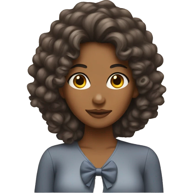 brownskin woman with long curly hair with bow emoji