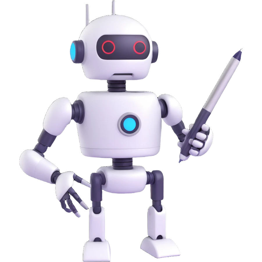 robot holding a pen emoji