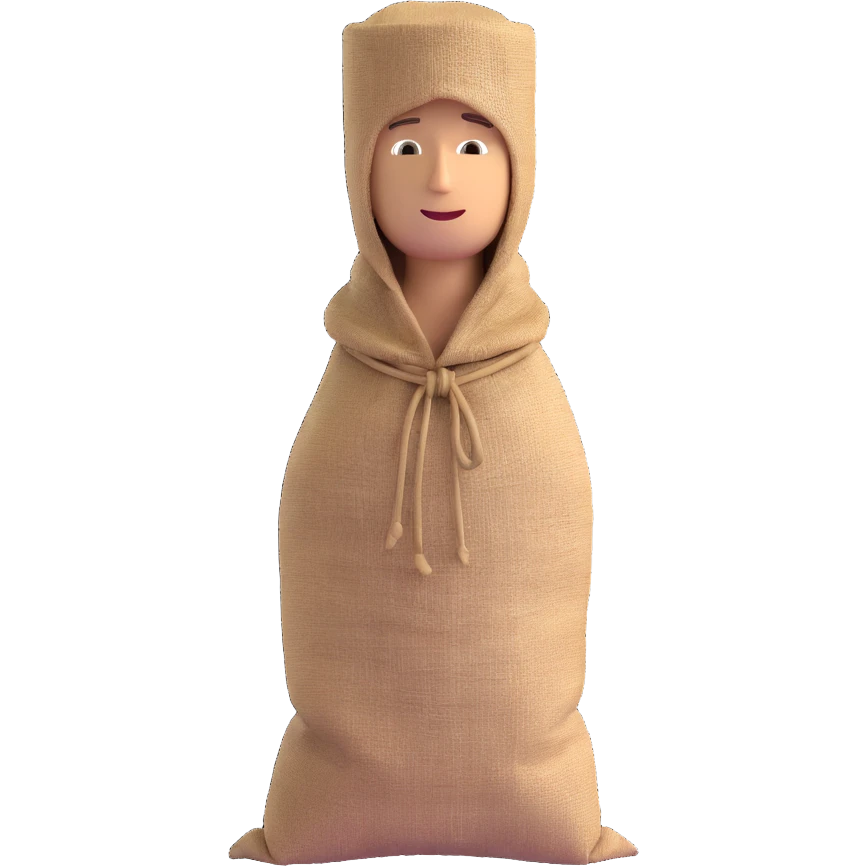 man with burlap sack over head full body emoji