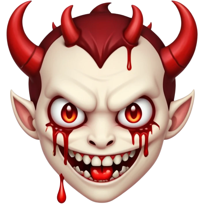 A evil looking devel dripping blood with fangs   emoji