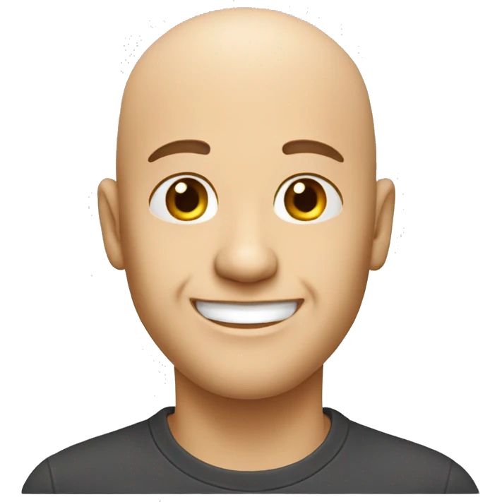 man grin bald white tshirt emoji