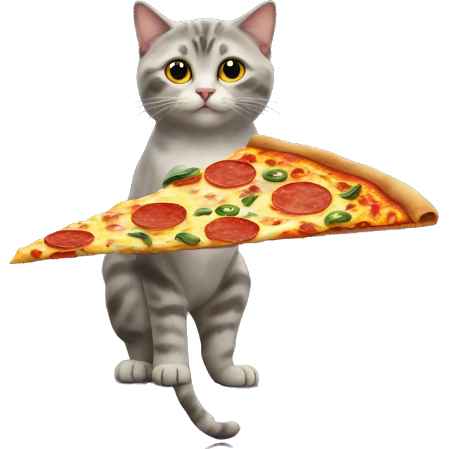 Cat on the moon with pizza emoji